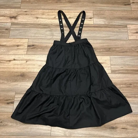 Cosmic Aura Black Tiered Suspender Skirt SZ Small Midi Hot Topic Gothic - Picture 9 of 10